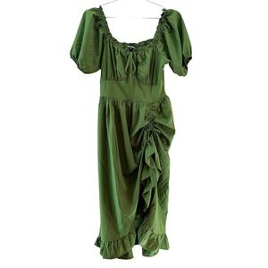SCARLET DARKNESS Cottage Renaissance Ruched Dress • Small • green